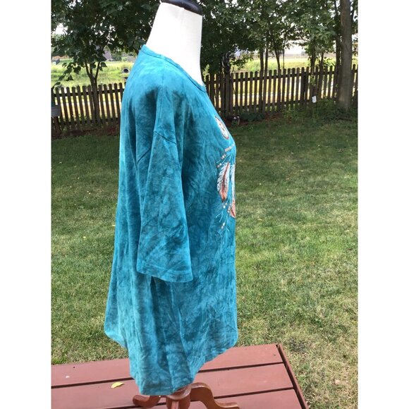 Turquoise Dreamcatcher Feather Graphic T-Shirt L Tie-dye Lynde Apparel Boho - Picture 5 of 6